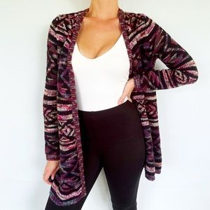Absolutely Famous purple black southwestern long drape cardigan size medium